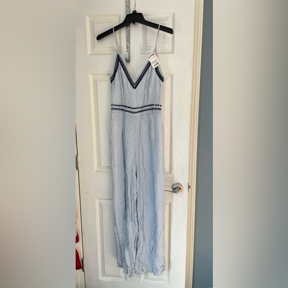 Japna Blue Nautical Jumpsuit with Wide-Leg Design